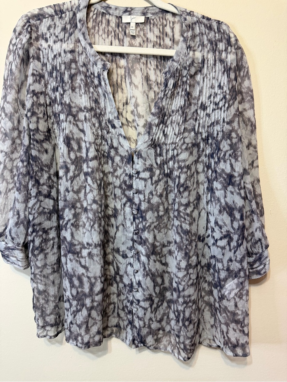Joie gray Marble Print Button-Front silk Blouse 2451